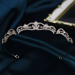 Vintage Royal Queen Alloy Crown Sparkling Rhinestone Jewelry Tiara Hairband Holiday Party Hair Accessories As Gifts