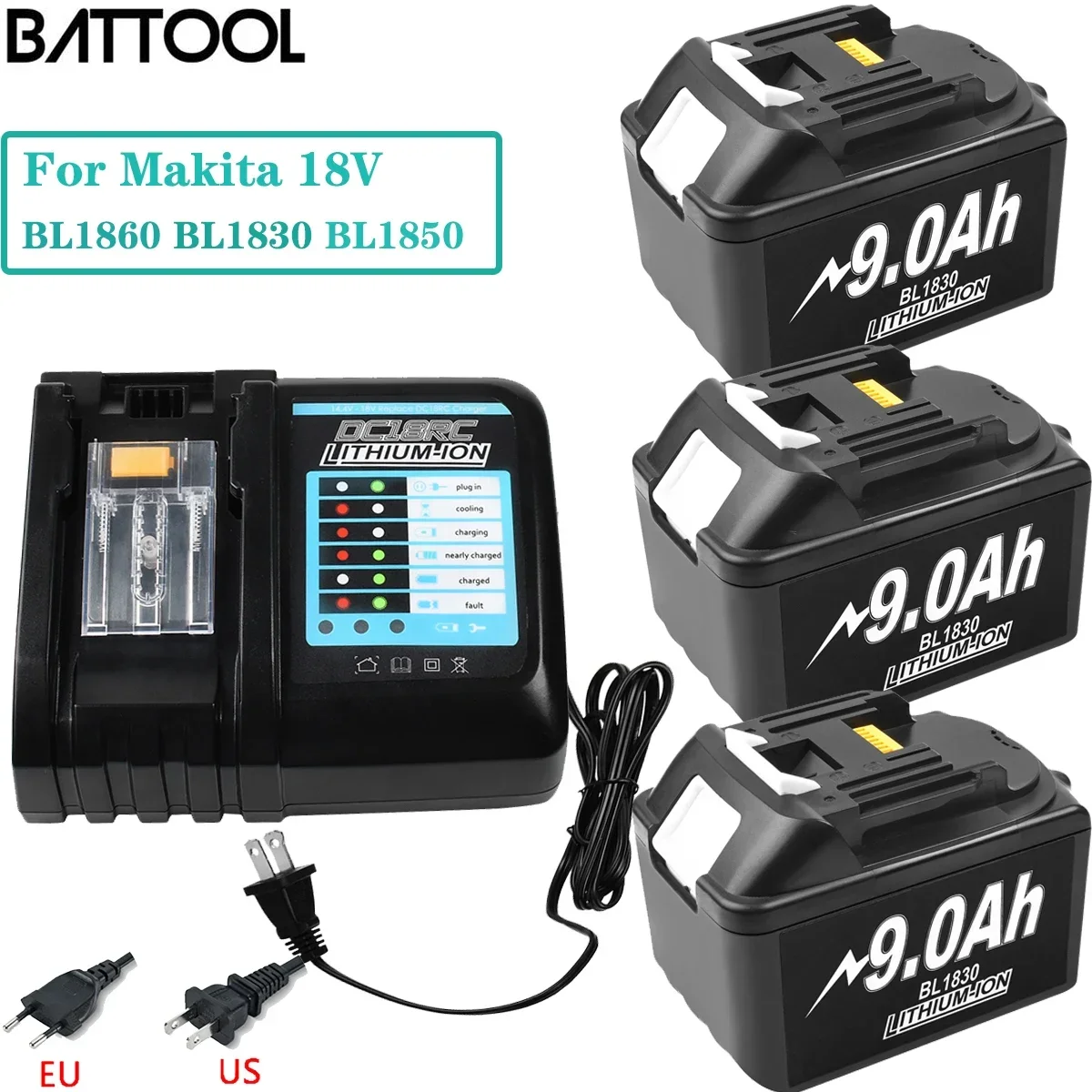 Batería Original de 18V y 9000mAh para herramientas eléctricas Makita BL1815 BL1830 BL1840 BL1845 BL1860 BL1445 BL1460, batería de litio de repuesto