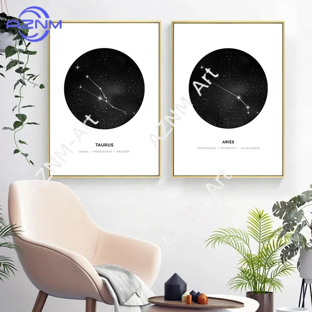 Modern Simple Wall Art Astrology Signs Geometric Painting HD Canvas Print Poster Home Living Room Bedroom Decoration