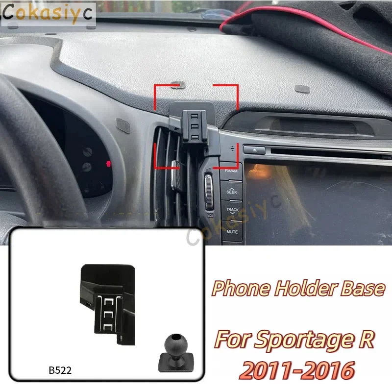 Car Phone Holder Base Special Mounts For Kia Sportage R 2011-2016 Fixed Air Outlet Bracket Base Accessories With Ball Head 17mm