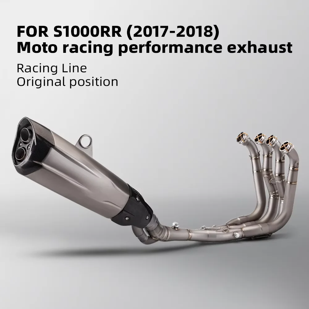 

For BMW S1000RR S1000R 2017-2018 Motorcycle Exhaust Full System Titanium Alloy Front Link Pipe with Carbon Double Hole Muffler