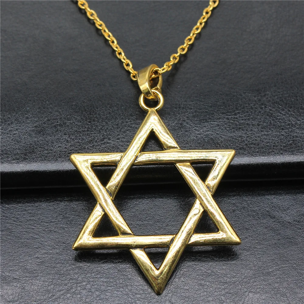 Fashion 3 Colors 75x59mm Large Star Of David Pendant Necklace For Women Men Punk Hiphop Long Chain Necklace Jewelry Accessories