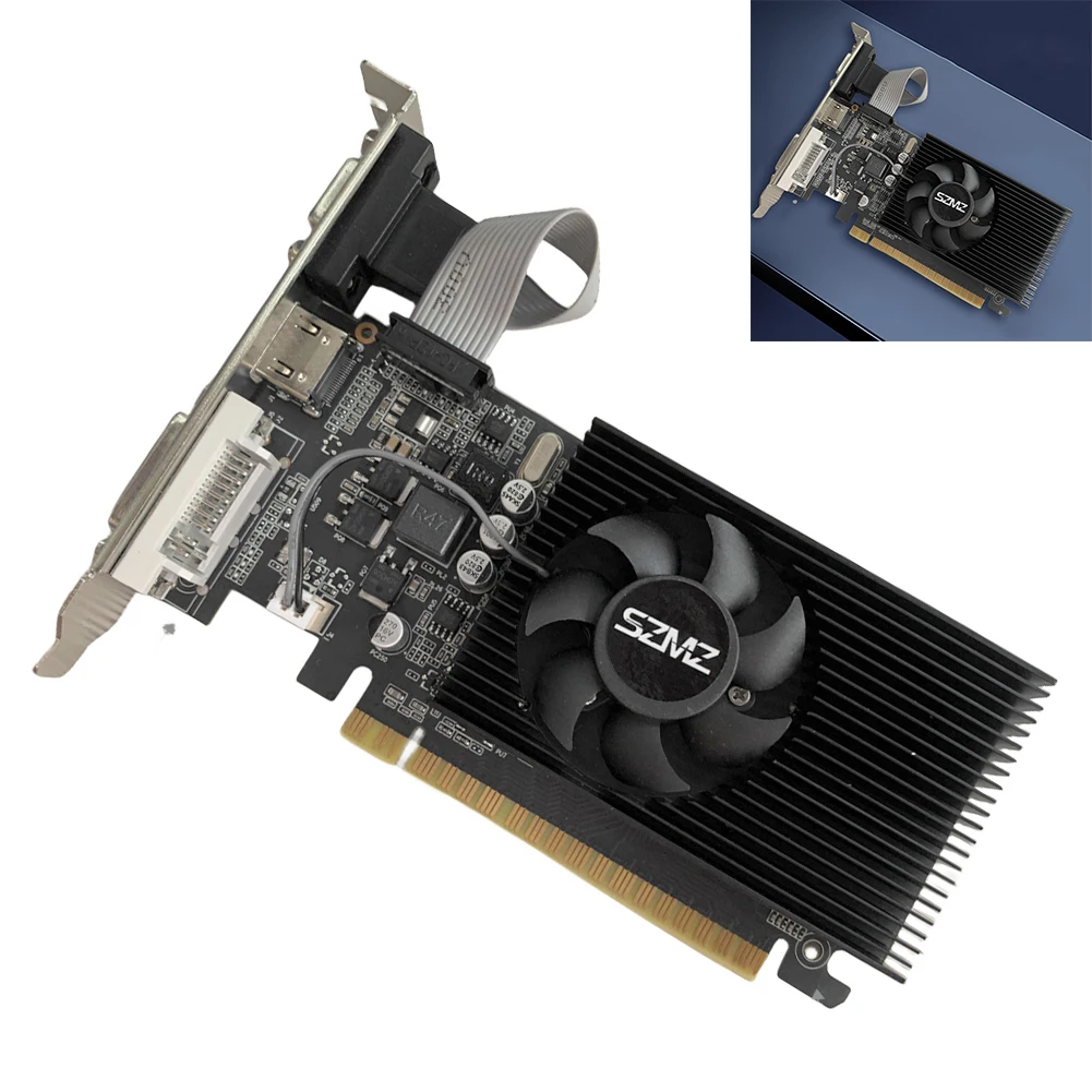 GT730 4GB DDR3 128Bit การ์ดแสดงผลสำหรับเล่นเกมเดสก์ท็อปพร้อมพอร์ต HDMI-Compatible VGA DVI Low Profile Graphics Card PCI-E2.0 16X สำหรับพีซี