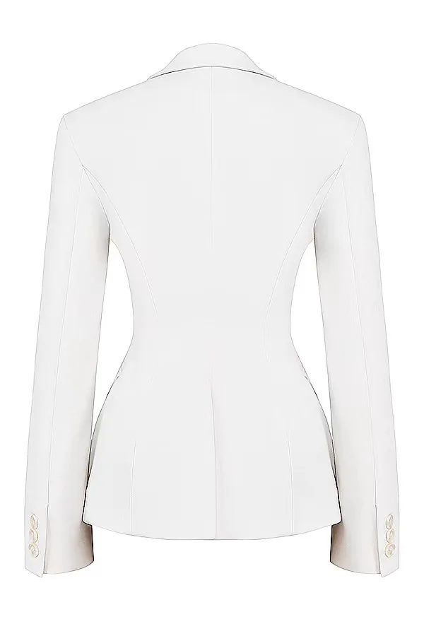 Tesco-Blazer branco feminino, casaco Turn Down Collar, decote em V, Slim Fit, jaqueta elegante, casaco feminino francês, desgaste do trabalho, moda