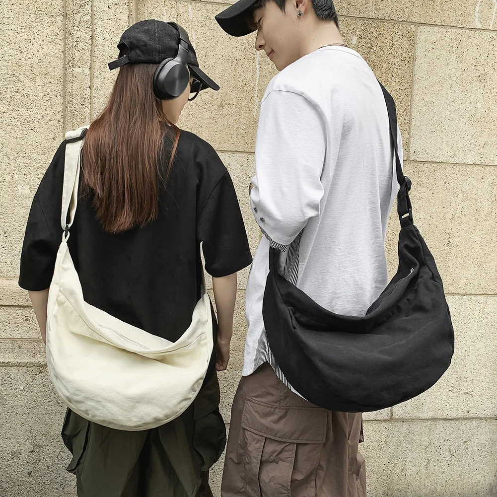 Women Chest Bag Crescent Shoulder Bag Solid Color Crossbody Bag Fashion Japanese Style Casual Large Capacity Half Moon Belt Bag