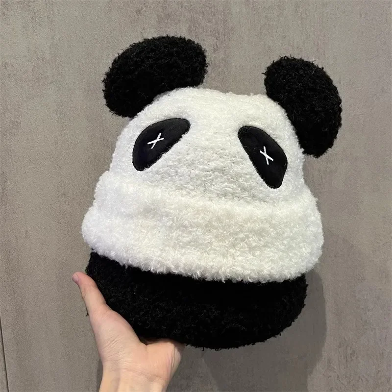 Cute Panda Ears Hats for Women Autumn Winter Warm Panama Soft Lambswool Beanie Cap Girls Cartoon Skullies Ski Hat Gorras Gifts