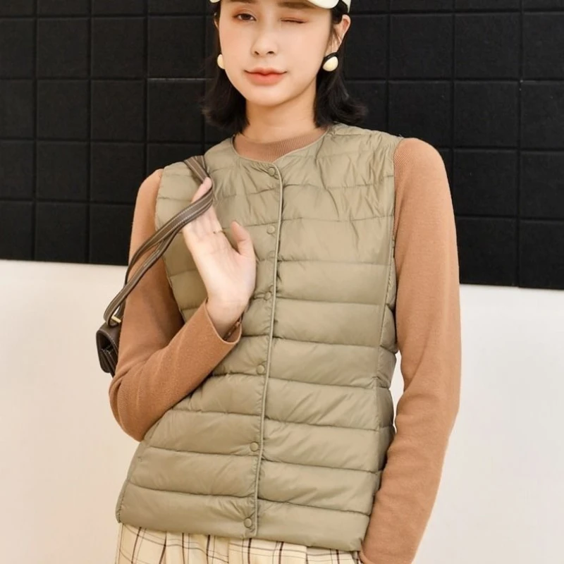 Women Ultra Light Down Long Vest with Casual Slim Waistcoat 90% White Duck Down Gilet New 2025 Fashion Hot Sale