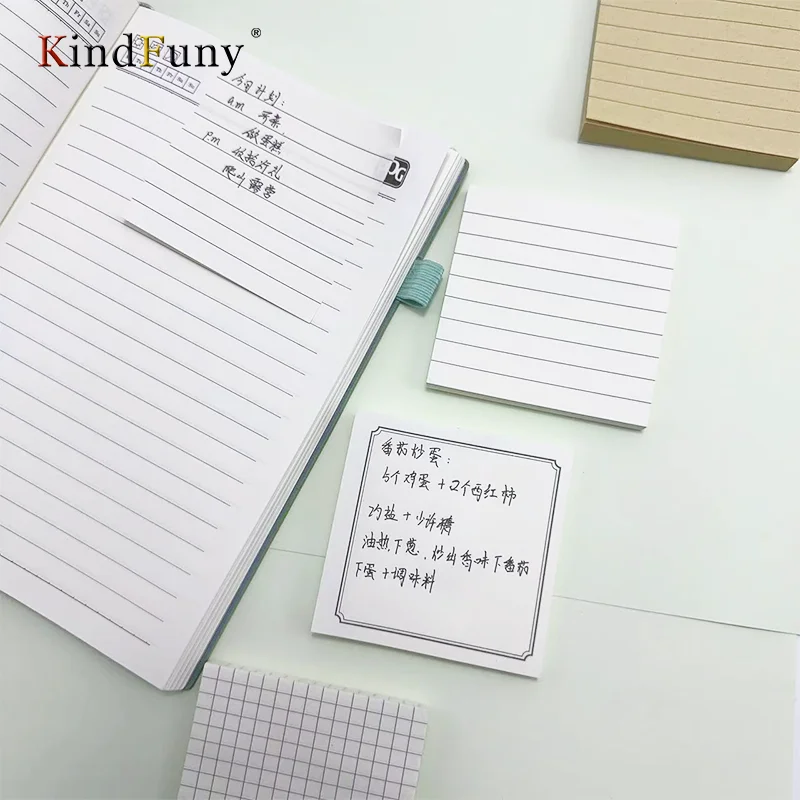 KindFuny Minimalist Sticky Notes Grid/Lined/Blank Note Pad Memo Pad Weekly Plan Diary Note Stationery