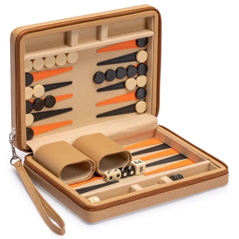 Wholesale High Quality Travel Size Leather Backgammon Board Game Set