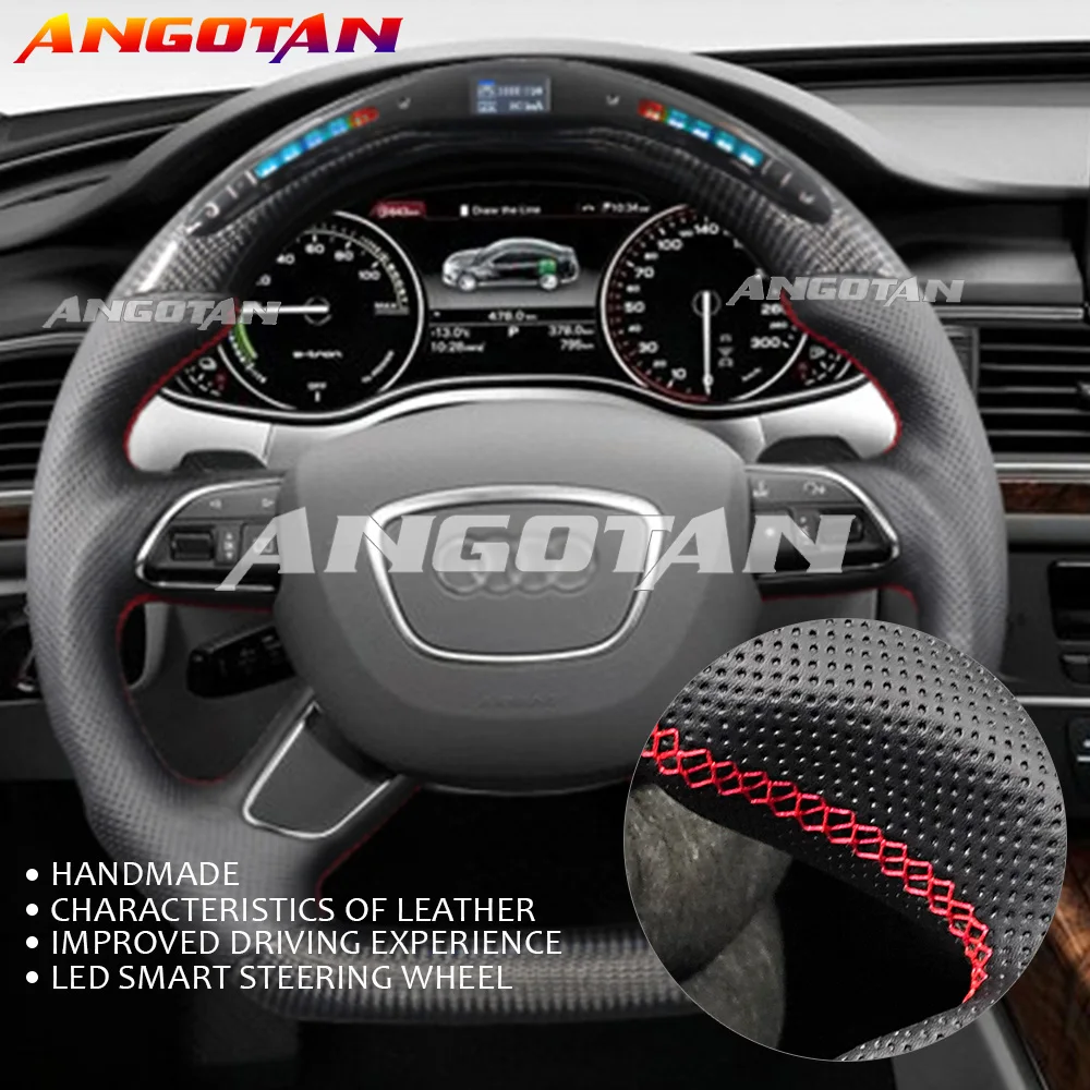 Customized Car Leather Carbon Fiber Steering Wheel Kit For Audi A6 A6L A7 2012 2013 2014 2015 2016 2017 Steering Wheel