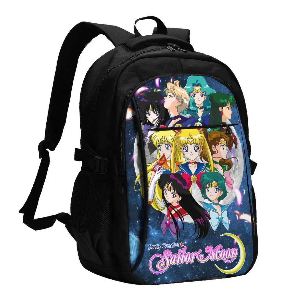 Anime Moon Sailor Travel Laptop Backpack, Business Water Resistant Laptop Backpack with USB Charging Port, College Bag