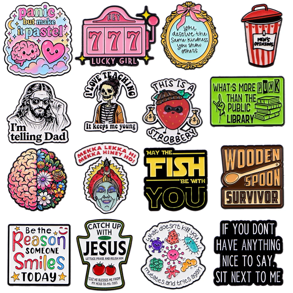 

Lucky Girl Quotes Brooch for Clothes Women Men Lapel Pins for Backpack Jewelry Badges Cute Soft Enamel Pins Accessories