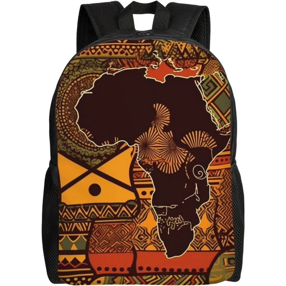 

African Map Ethnic Pattern Laptop Backpack For Women Men College Backpack Work Business Computer Bag Lightweight Bookbag Teacher