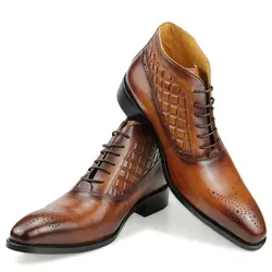 Men's Ankle Boots Fashion Oxford Dress Boot for Men Genuine Leather Formal Business Wedding Dress Lace-up Fashion Casual Shoes