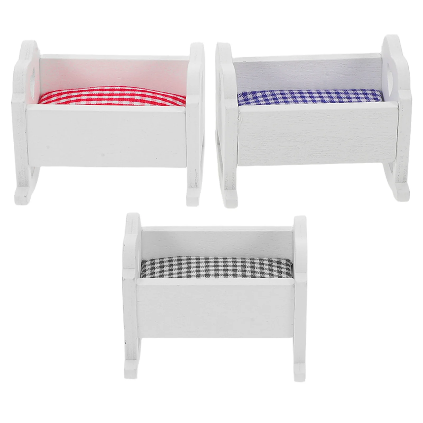 3 pezzi in miniatura culla set scala 1:12 casa delle bambole mobili camera da letto vivaio ornamento casa delle bambole letto mobili in miniatura giocattoli