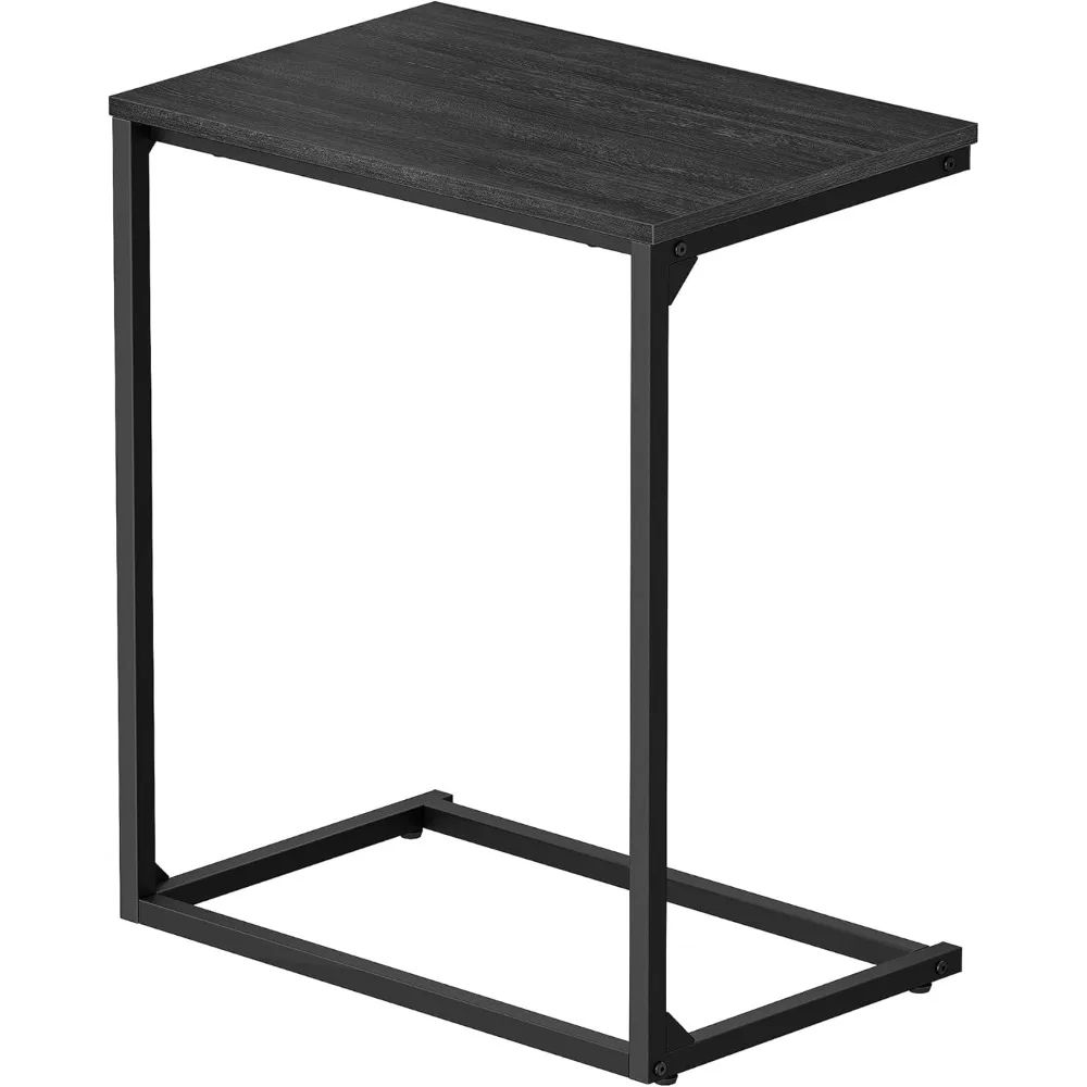 C Shape End Table, Small Coffee Table For Couch Or Sofa, Industrial Side Table In Living Room, Bedroom