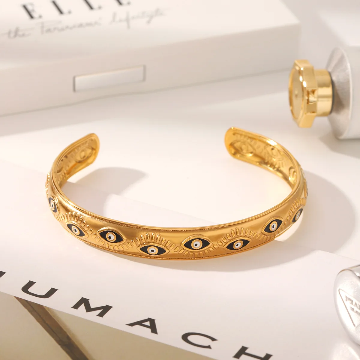 

Преувеличенный браслет-манжета «Глаз дьявола» для женщин, новый винтажный браслет с эмалью, браслет из нержавеющей стали, ювелирные изделия, подарок на вечеринку