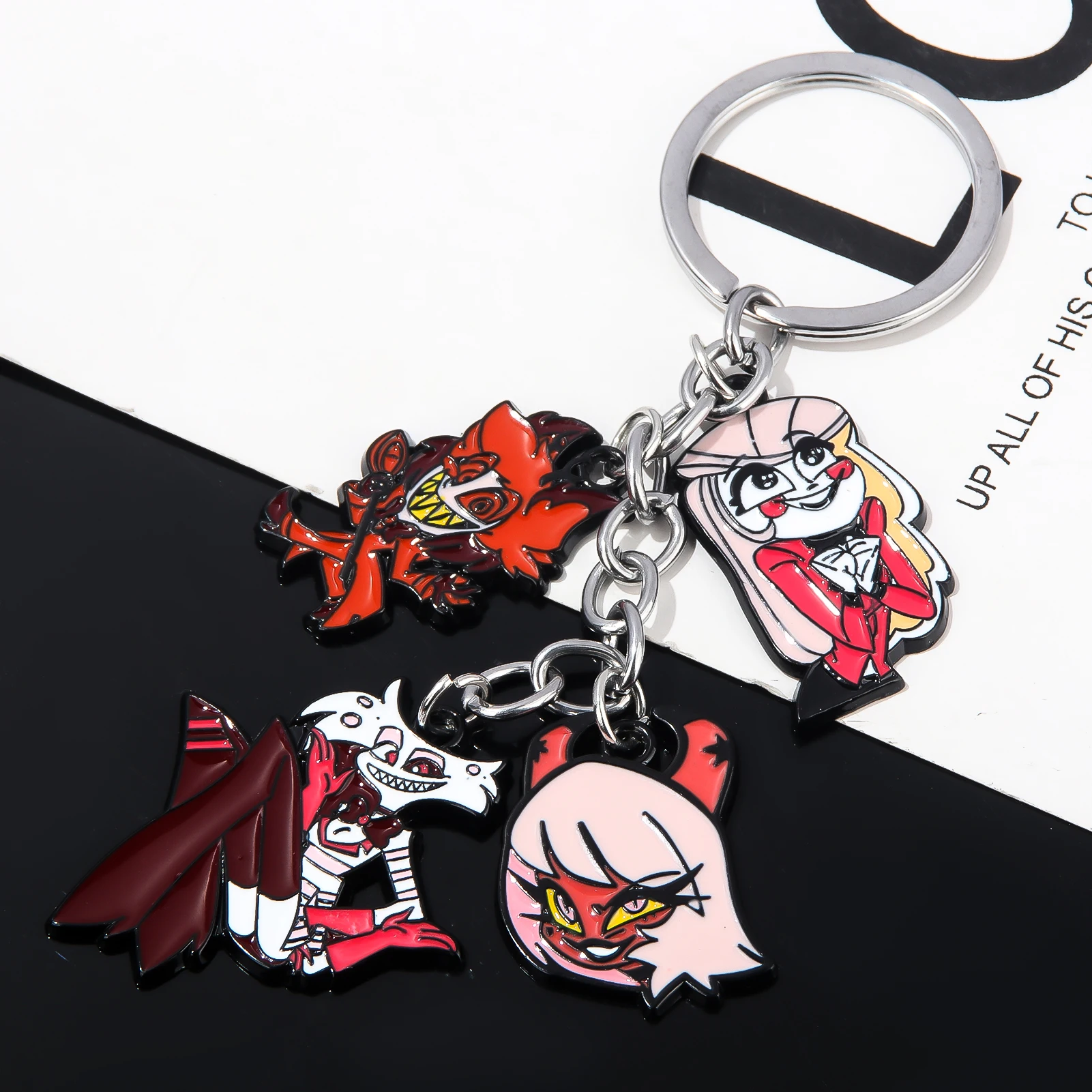 Hazbin Hotels Keychain Cartoon Anime Figure Pendant Schoolbag Car Key Ring Couple Key Chain Metal Chain Kid Birthday Toy Gift