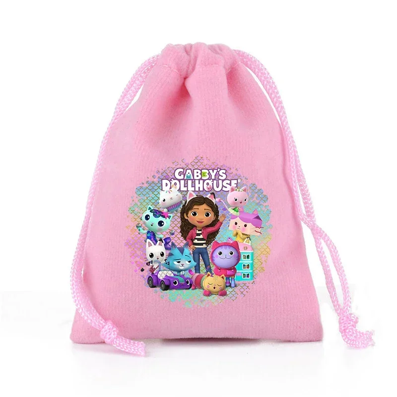 Gabby Dollhouse Girls Boys Canvas Drawstring Bags Animation Figures Graphic Child Handbags Storage Pouches Kids Birthday Gift