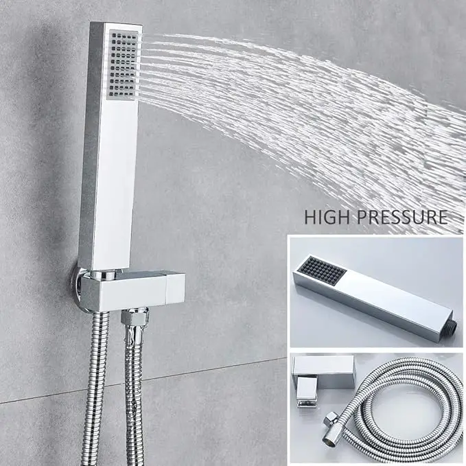 KEMAIDI  Digital Shower Faucet Set Waterfall Rain Shower Head with Handheld Shower 3-Way Digital Display Mixer Tap Bath Shower