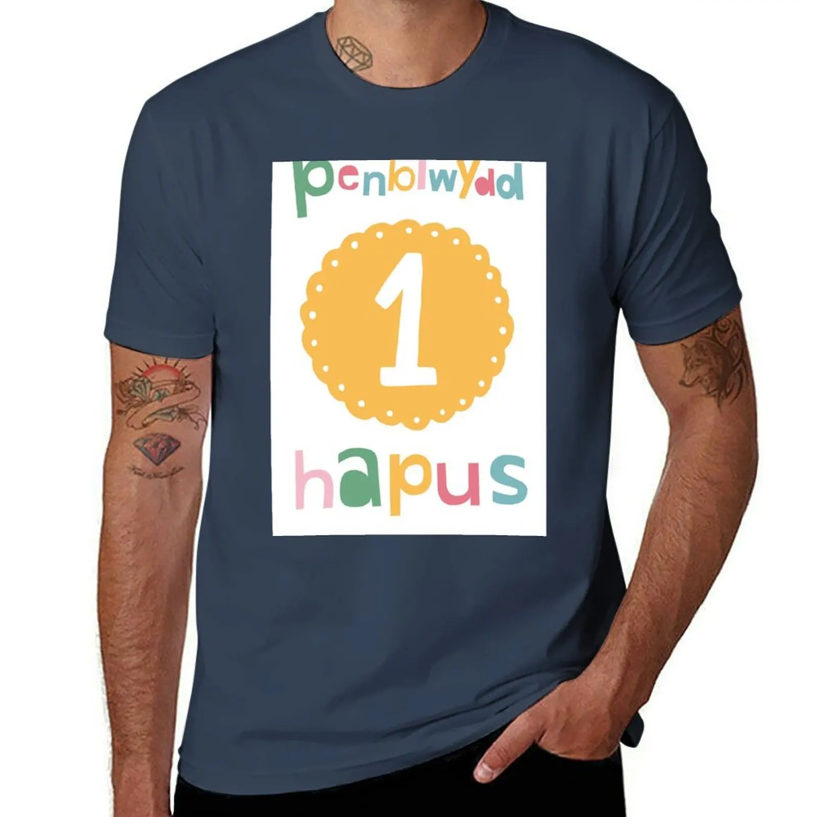 

Penblwydd Hapus - Un - Welsh Happy Birthday First Birthday T-Shirt t shirts for man pack cotton cotton tshirt 100% T-Shirt