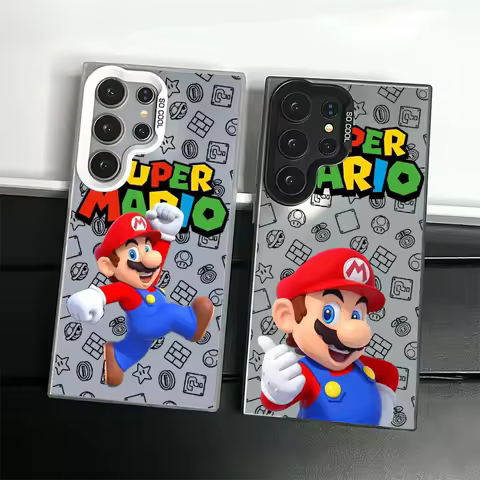 Cute Anime M-Marios For Samsung Galaxy S25 S24 S23 S22 S21 S20 FE Plus Note 20 Ultra 5G Colorful Silver Phone Case