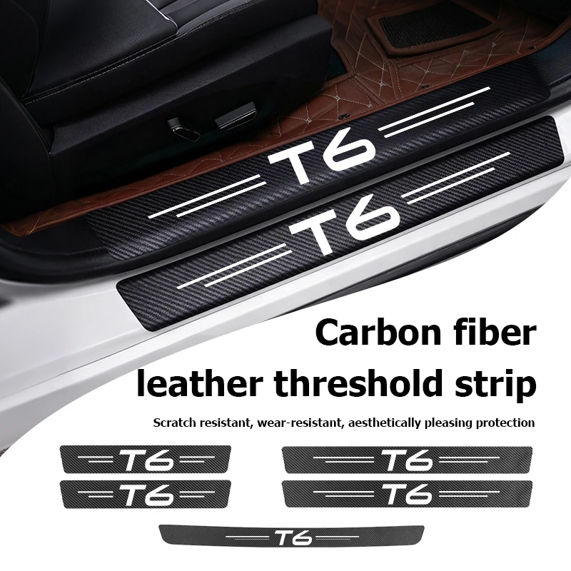 Protector de umbral de puerta de coche de fibra de carbono de alta calidad, tira decorativa adhesiva, accesorios para Volvo CX40 CX60 CX90 V60 V40 S60 V70