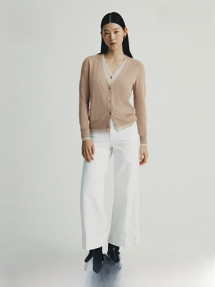 

Женский вязаный кардиган H&M: весенняя мода, зимний уют, мягкий, повседневный крой, с пуговицами и V-образным вырезом