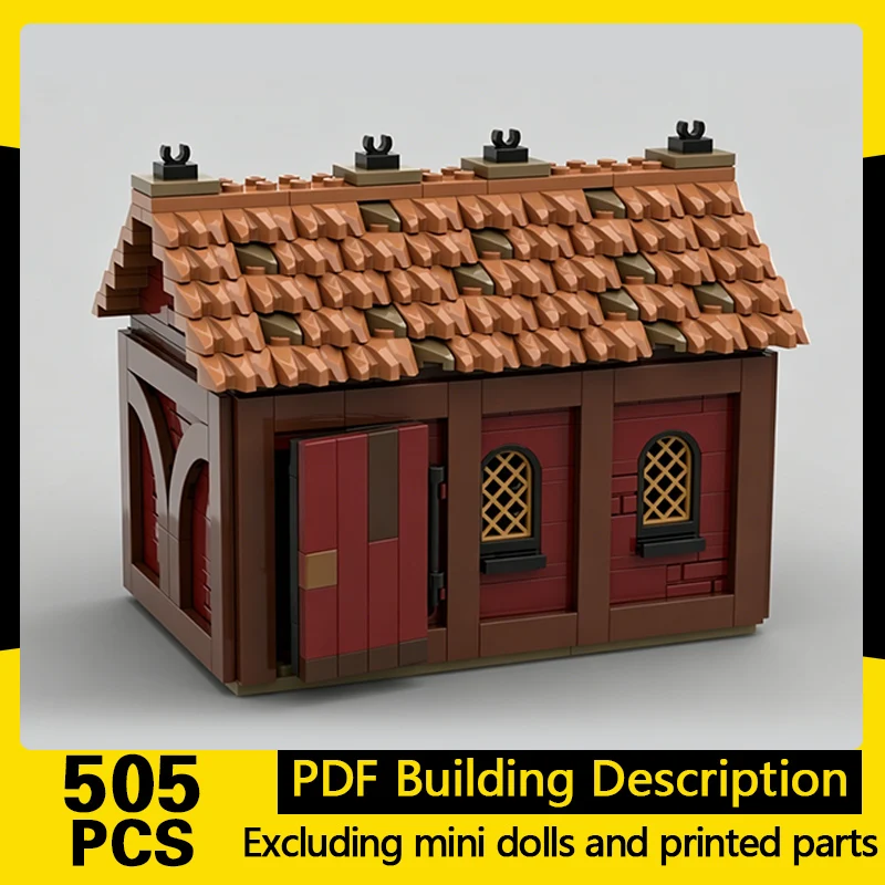 

Medieval Castle Model MOC Building Bricks Small Village House Modular Technology Gifts Holiday Assemble Children Toys Suit