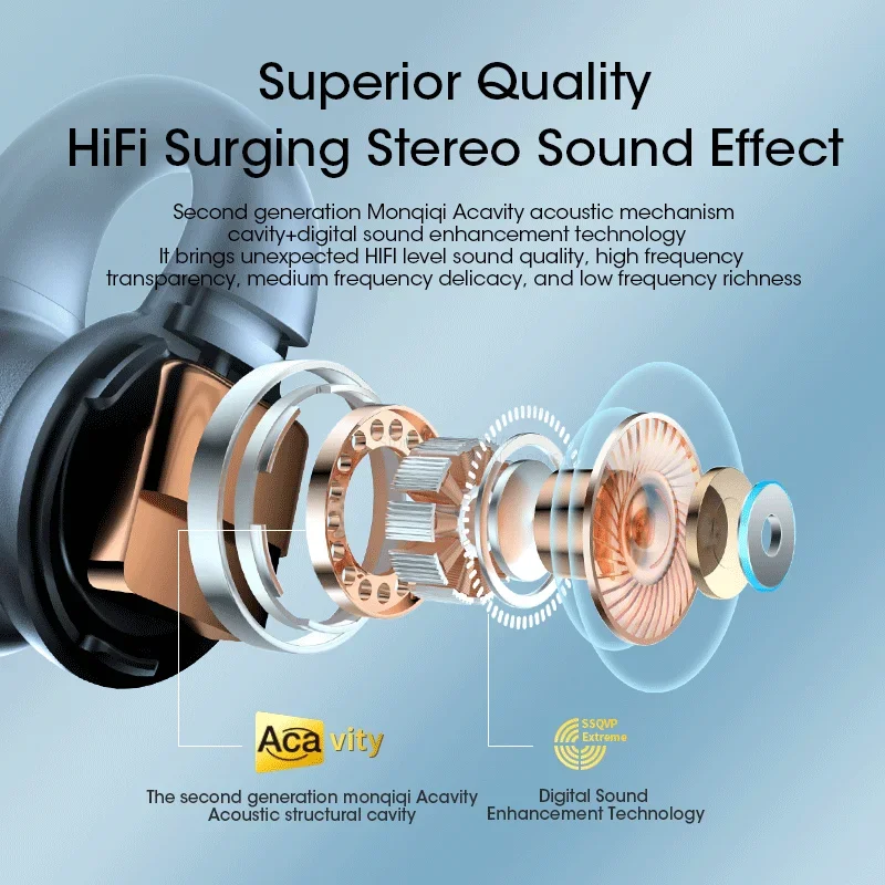TWS 무선 이어폰 사운드 이어커프 블루투스 5.3 헤드폰, 하이파이 스테레오 스포츠 방수 이어훅, 마이크 포함, 신제품