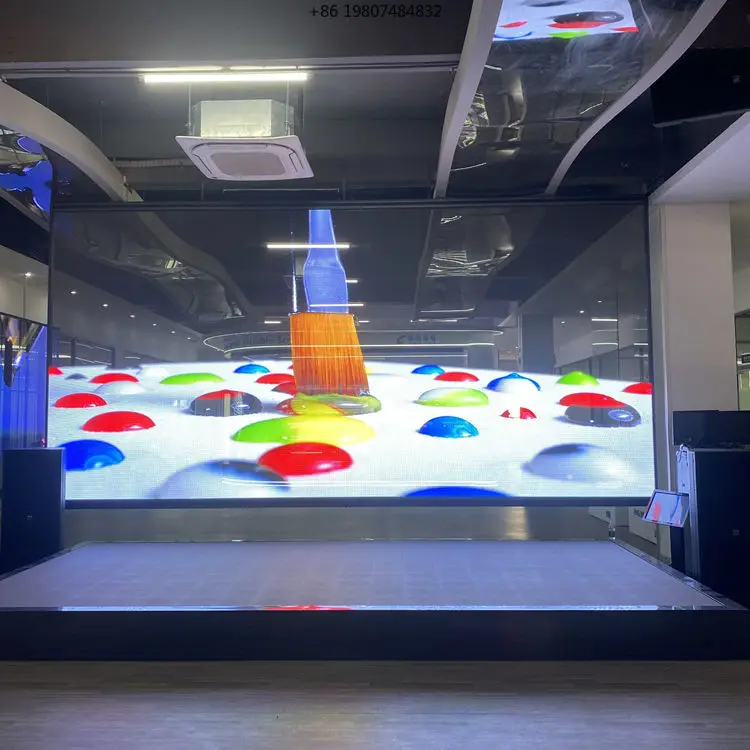 

Full Color Video Wall Screen Indoor Glass Retail Store Custom Creative Ultra Thin Curved Adhesive Transparent LED Film