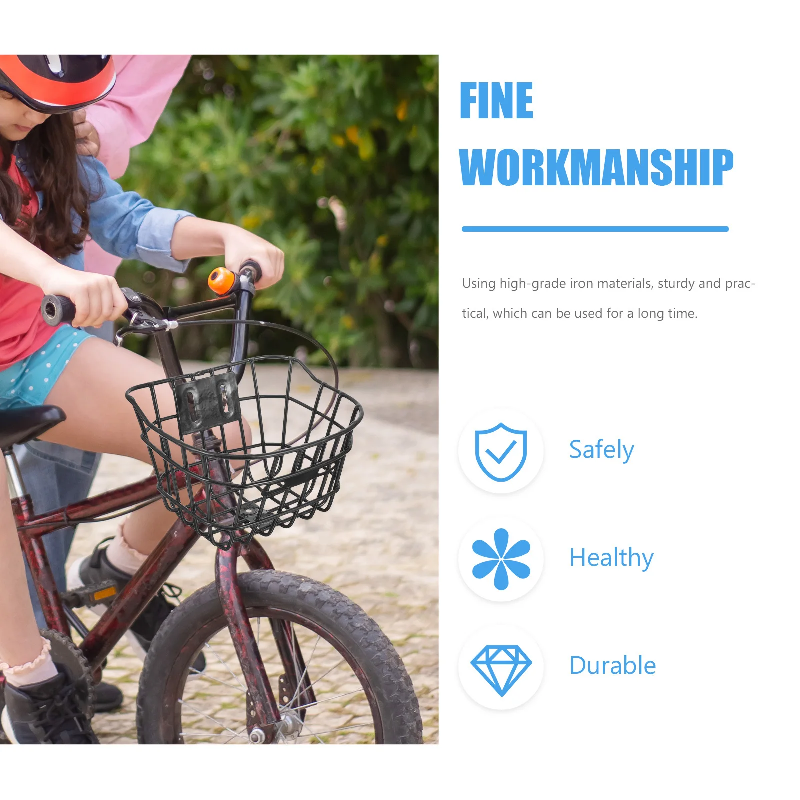 

Professional Front Bike Basket High-Grade Iron Sturdy Multi-Function Bicycle Handlebar Storage Basket Large Capacity Durable