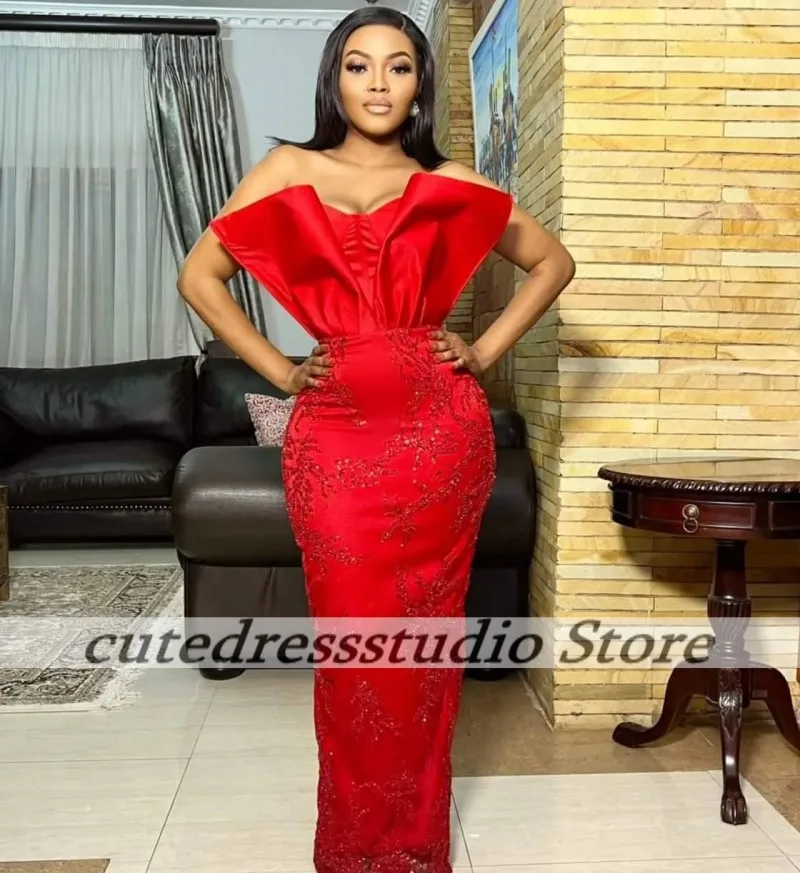 Vestido De fiesta De sirena festoneado exquisito rojo para mujer, batas De velada con lentejuelas, vestidos De fiesta De noche para boda, personalizados 2026
