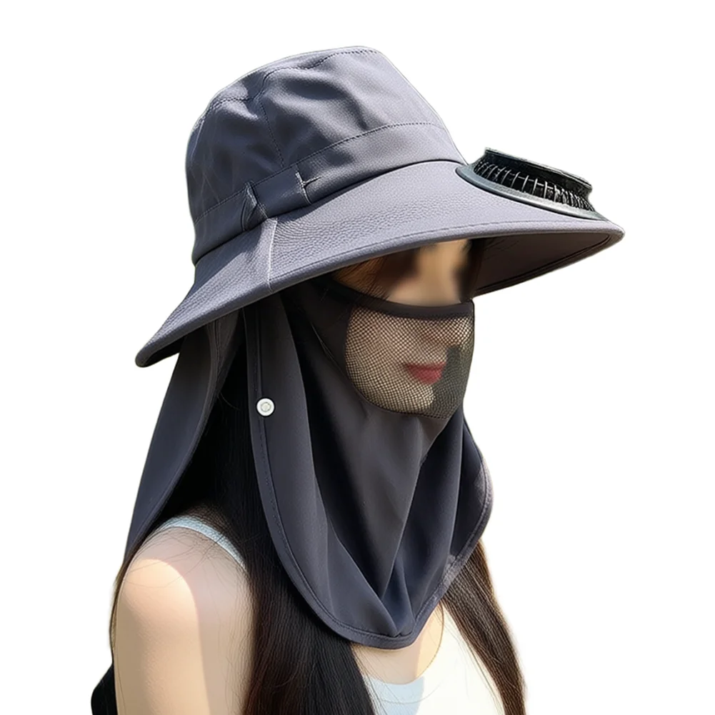 Solar Fan Hat With USB Charging For Outdoor Activities Lightweight UV Protection Breathable Neck Flap Bucket Hat