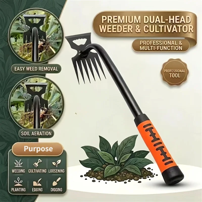 "Manual Garden Weeder Set – Loosen Soil, Remove Roots Easily, Multi-Functional Rake & Hoe for Yard, Garden & Farm Use"