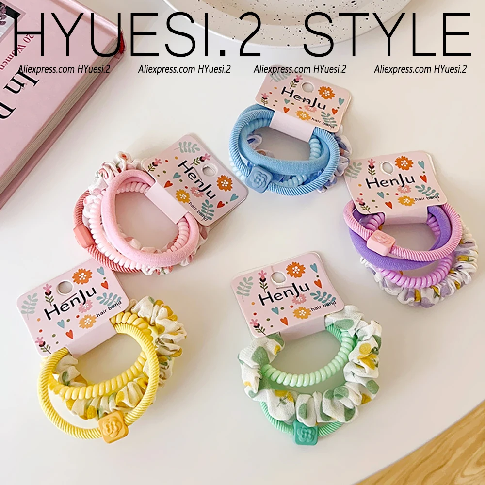 4pcs/Set Elegant Scrunchies Colorful Spiral Hair Ties Ropes Elastic No-Damage Ponytail Holder Rubber Band Women Girls Headwear