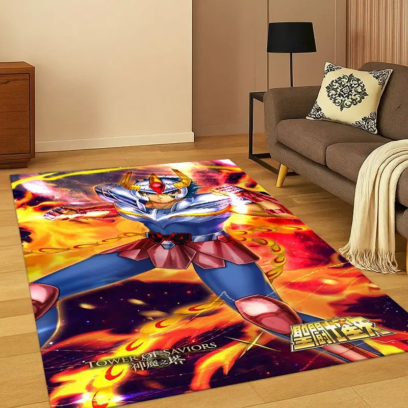 Cartoon Saint Seiya Anime Carpet Rug for Bedroom Living Room Sofa Playroom Doormat Home Decor, Game Area Rug Non-slip gift