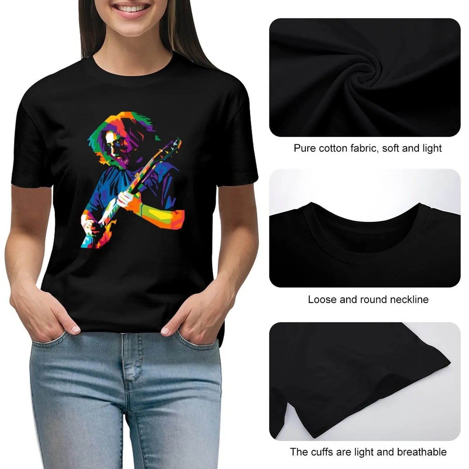 Camiseta de Jerry Art of Grateful para mujer, camisetas gráficas, camisetas de algodón de moda coreana