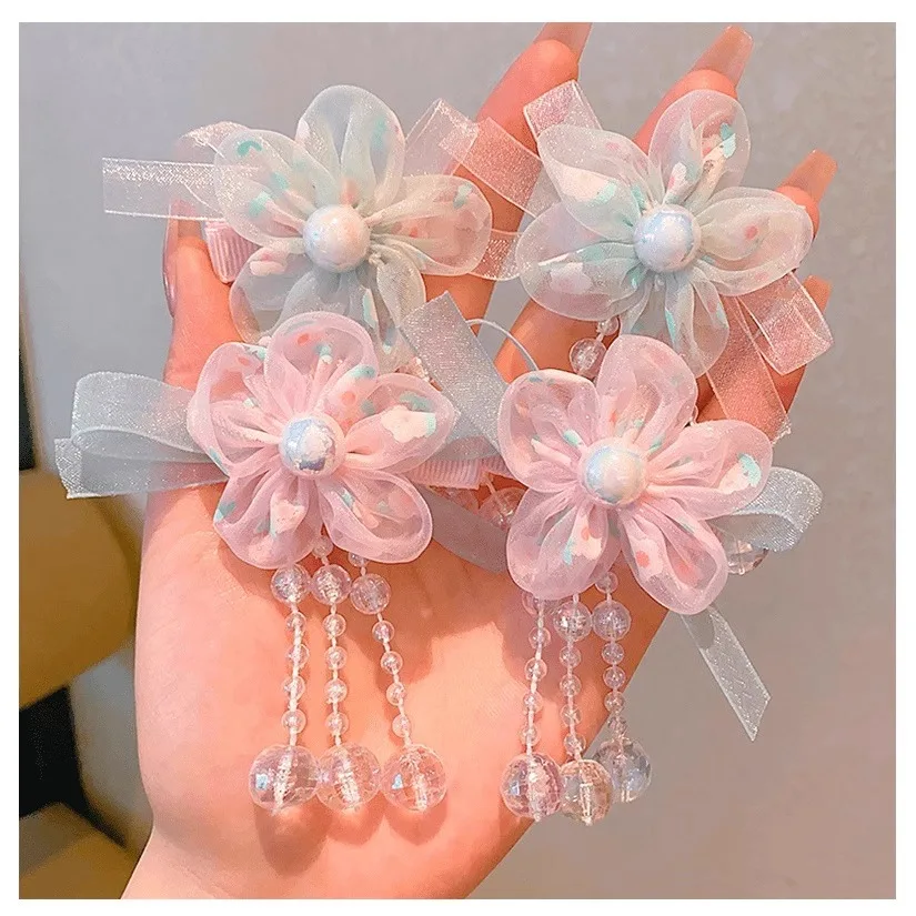 Children's Hanfu Headdress Flower Tassel Ancient Style Clip Hair Accessories Chinese Style Little Girl Tassel Girl Hairpin