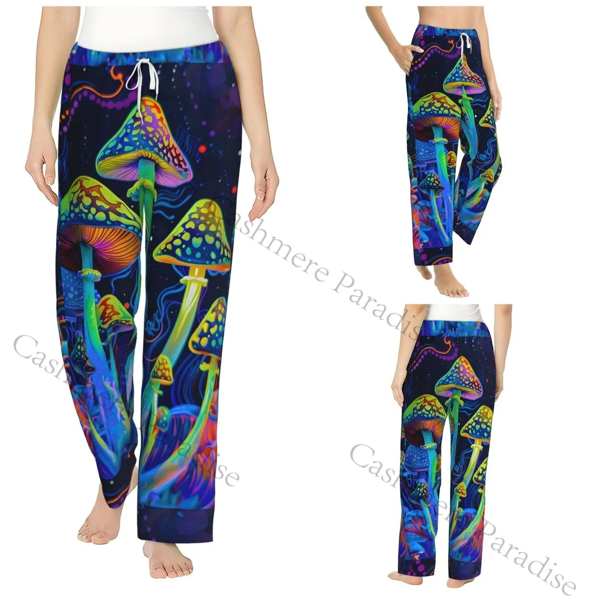 

Colorful Picture Mushroom Women Sleep Pants Warm Flannel Lounge Pants for Winter Nights