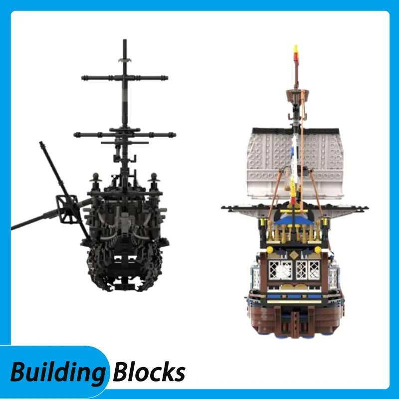 Blocs de construction assemblés, liquidation de petites particules, bateau pirate MOC-153784, 1287 pièces, modèle de construction, jouet, décoration cadeau
