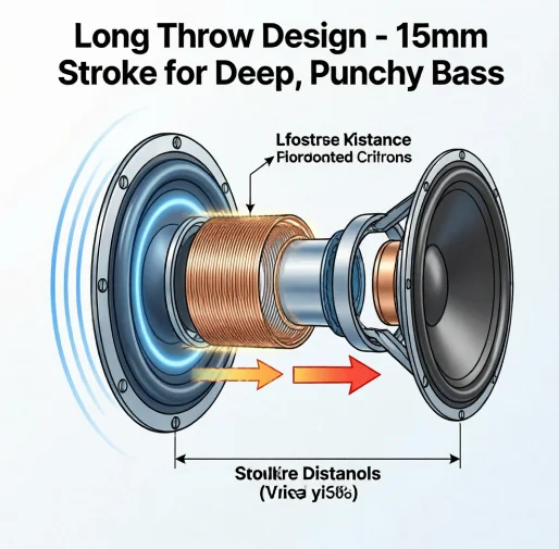GT029 6.5" Auto Audio Unit with Heat-resistant Voice Coil, 300W Iron Grille & Replacement Parts - view 4