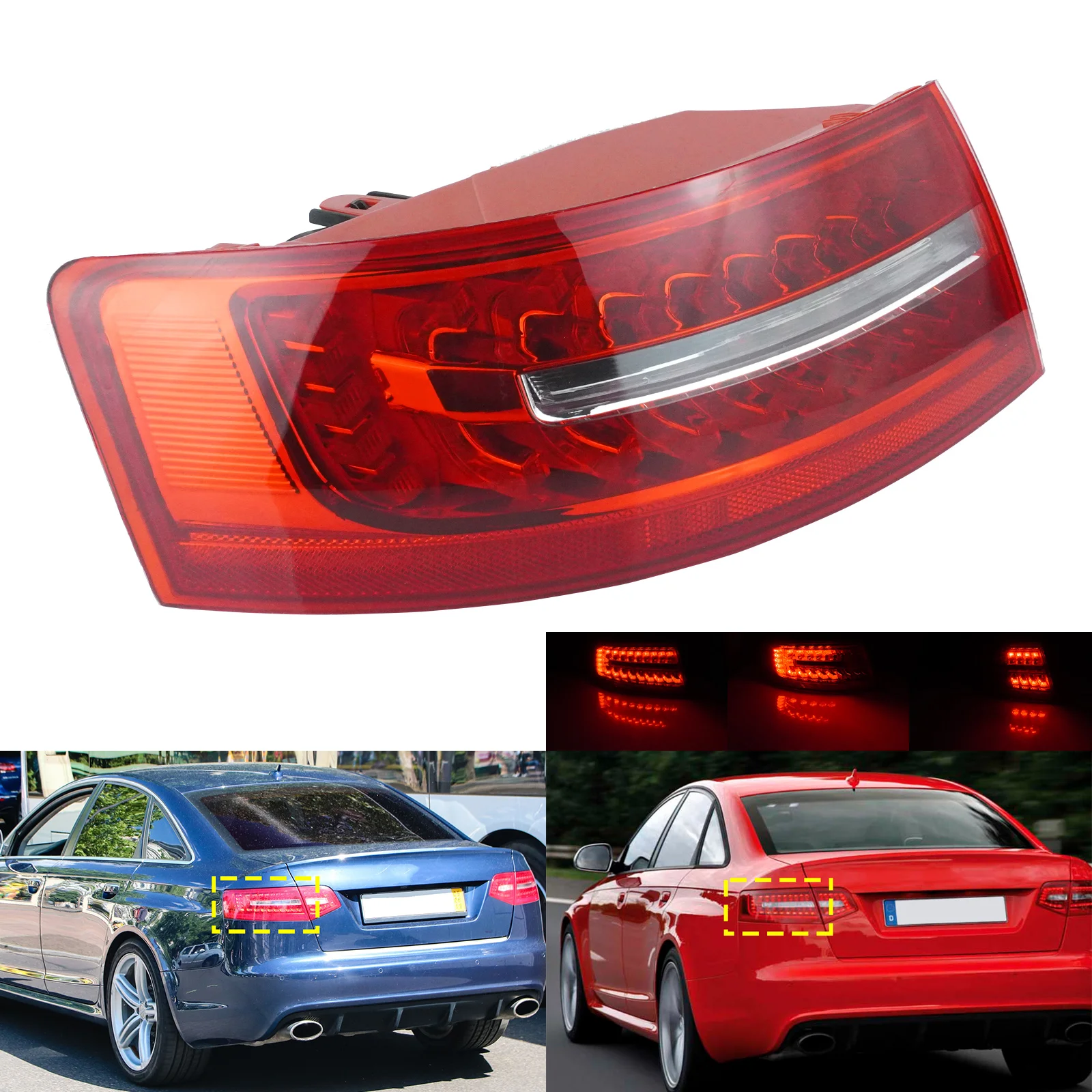 Left Rear Outer Auto Car LED Brake Stop Light Lamp Assembly Tailight for Audi A6 S6 4F 2009 2010 2011 Car Lamp Plug and Play
