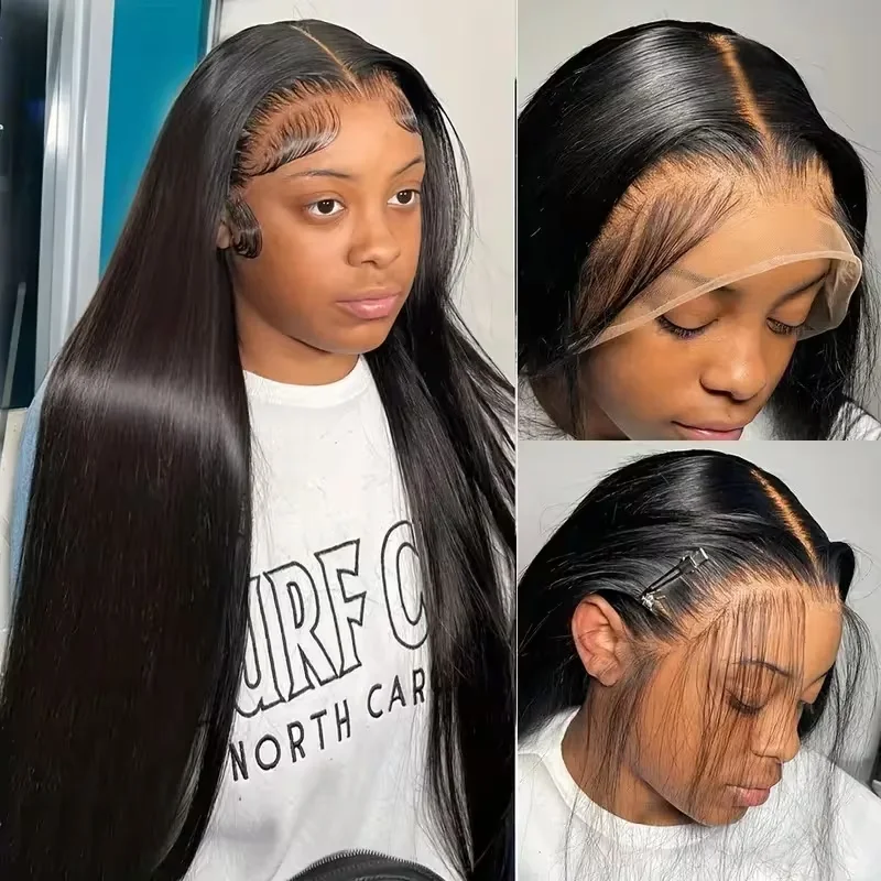 250 Density Straight Human Hair 34 Inches 13x4 13x6 HD Lace Front Wig 360 Full Lace Front Wig With Baby Hair Pre Plucked Hairline