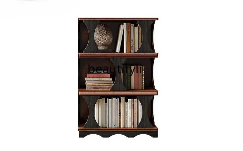 

French retro solid wood bookcase living room free combination cabinet American medieval entrance storage display cabinet