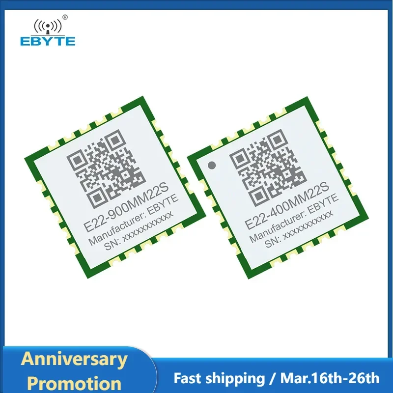 SX1262/1268 LoRa Module 868/915/433MHz EBYTE E22-400MM22S/ E22-900MM22S Ultra-Small Size IPEX/Stamp Hole 21.5dBm 7KM SMD Module