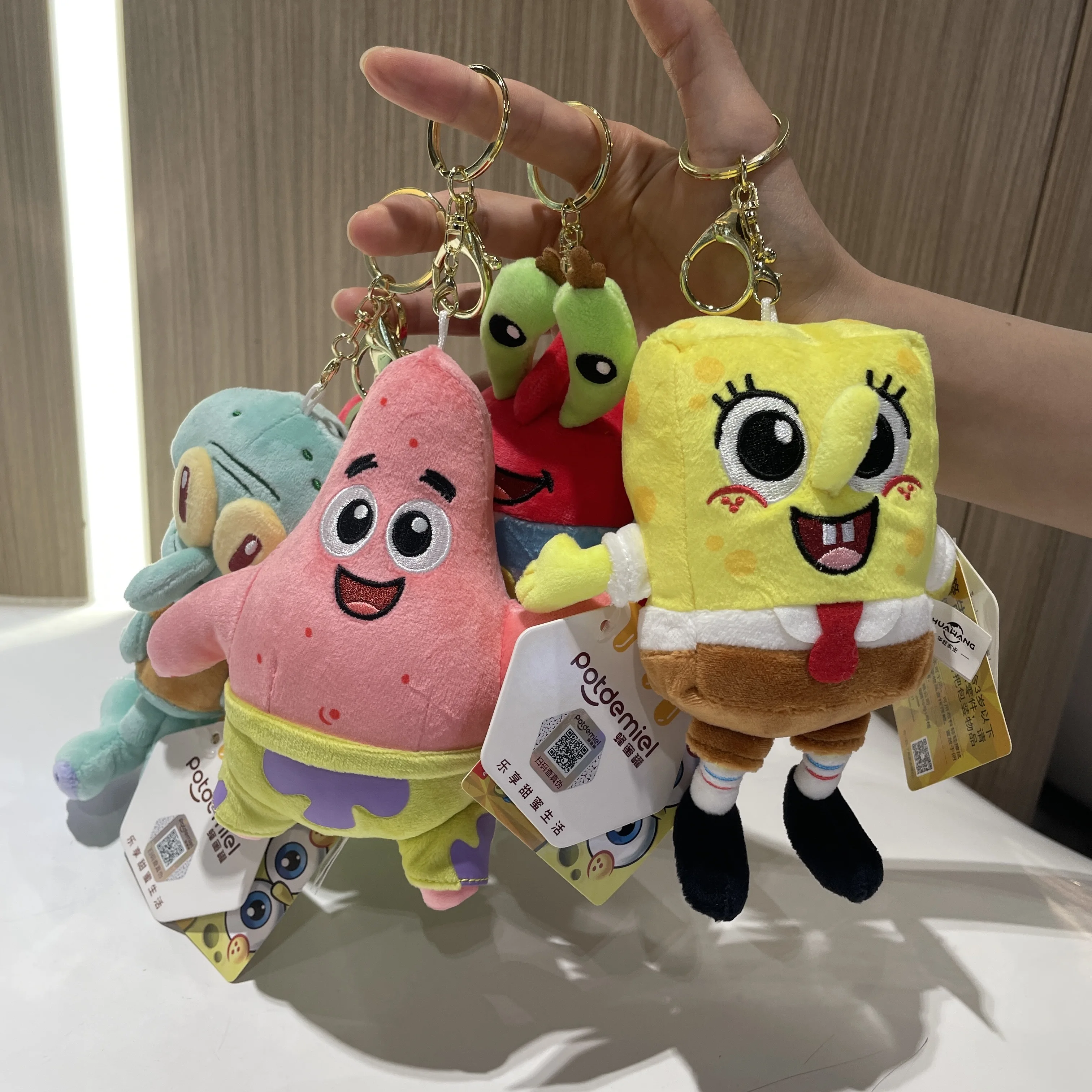 Genuíno Bob Esponja Squarepants Patrick Star Squidward Eugene H. Krabs Gary Brinquedo de pelúcia pingente chaveiro crianças presente de aniversário