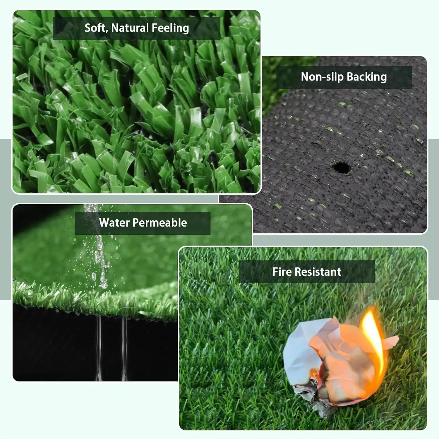 Artificial Grass Rug, 13' x 13' Artificial Turf Fake Faux Grass Mat with Drainage Holes, Indoor Outdoor Synthetic, Customized