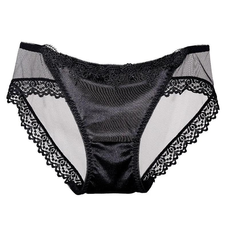 Ladies Lace Fashion Briefs Transparent Thin Underpants Cotton Crotch Low Waist Panties Intimates Elasticity Breathable Lingerie