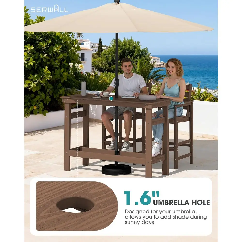 

Outdoor Bar Set 4 Adirondack Bar Chairs amp Bar Height Table with 1.6 Umbrella Hole, AllWeather HDPE Patio Furniture for Poolsi